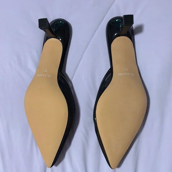 New Black Mesh Kitten Heel Mules - Picture 2 of 3